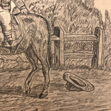 J.E. Jeffreys 19th Century British Pencil Drawing of Boy on Donkey