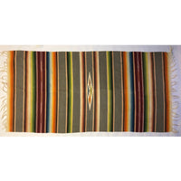 Mexican Vintage Saltillo Serape Blanket, Gray with Rainbow Stripes