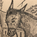 J.E. Jeffreys 19th Century British Pencil Drawing of Boy on Donkey
