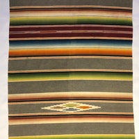 Mexican Vintage Saltillo Serape Blanket, Gray with Rainbow Stripes