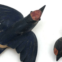Black Forest Carved Swallow Wall Ornaments - Set of Four
