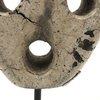 Anthropomorphic Much Weathered Dead Eye in White Paint on Custom Stand