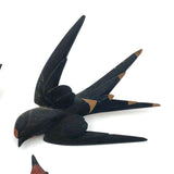 Black Forest Carved Swallow Wall Ornaments - Set of Four