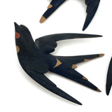 Black Forest Carved Swallow Wall Ornaments - Set of Four