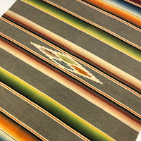 Mexican Vintage Saltillo Serape Blanket, Gray with Rainbow Stripes
