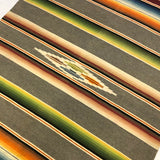 Mexican Vintage Saltillo Serape Blanket, Gray with Rainbow Stripes