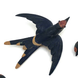 Black Forest Carved Swallow Wall Ornaments - Set of Four