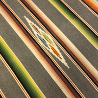 Mexican Vintage Saltillo Serape Blanket, Gray with Rainbow Stripes