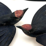 Black Forest Carved Swallow Wall Ornaments - Set of Four