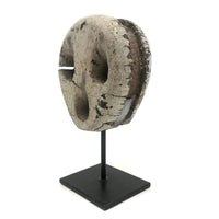 Anthropomorphic Much Weathered Dead Eye in White Paint on Custom Stand