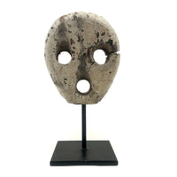 Anthropomorphic Much Weathered Dead Eye in White Paint on Custom Stand
