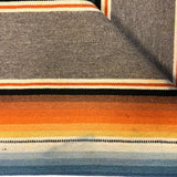 Mexican Vintage Saltillo Serape Blanket, Gray with Rainbow Stripes