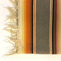 Mexican Vintage Saltillo Serape Blanket, Gray with Rainbow Stripes