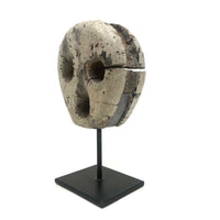 Anthropomorphic Much Weathered Dead Eye in White Paint on Custom Stand