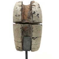 Anthropomorphic Much Weathered Dead Eye in White Paint on Custom Stand