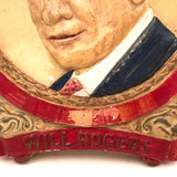 1939 Hand-painted Chalkware Portrait of Will Rogers by Artist August Mack