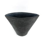 Black Glazed Angular Porcelain Bud Vase with Inky Blue Interior