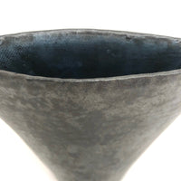 Black Glazed Angular Porcelain Bud Vase with Inky Blue Interior