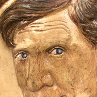 1939 Hand-painted Chalkware Portrait of Will Rogers by Artist August Mack