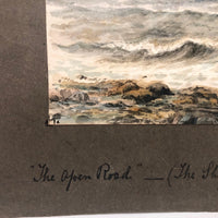 British Antique Watercolor Seascape by Vera