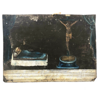 Large Mexican Ex Voto Retablo Painting on Tin Dated 1872