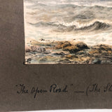 British Antique Watercolor Seascape by Vera