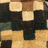 Fabulous Old Checkerboard Folk Art Hooked Rug, 29 x 48 Inches