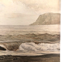 British Antique Seascape Watercolor, Unsigned