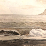 British Antique Seascape Watercolor, Unsigned
