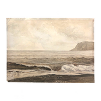 British Antique Seascape Watercolor, Unsigned