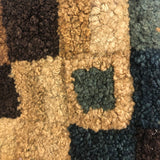 Fabulous Old Checkerboard Folk Art Hooked Rug, 29 x 48 Inches