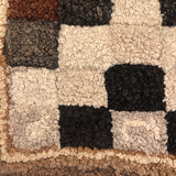 Fabulous Old Checkerboard Folk Art Hooked Rug, 29 x 48 Inches
