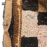 Fabulous Old Checkerboard Folk Art Hooked Rug, 29 x 48 Inches