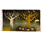Handwoven Kilim with Trees, Animals and Figure, Presumed Polish