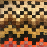 Fabulous Old Checkerboard Folk Art Hooked Rug, 29 x 48 Inches