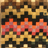 Fabulous Old Checkerboard Folk Art Hooked Rug, 29 x 48 Inches