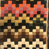 Fabulous Old Checkerboard Folk Art Hooked Rug, 29 x 48 Inches