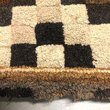 Fabulous Old Checkerboard Folk Art Hooked Rug, 29 x 48 Inches