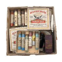 Box of Old China Paint Pigment Vials and Odds and Ends