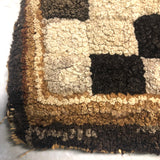 Fabulous Old Checkerboard Folk Art Hooked Rug, 29 x 48 Inches