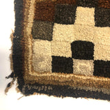 Fabulous Old Checkerboard Folk Art Hooked Rug, 29 x 48 Inches