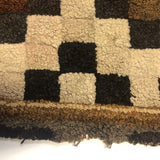 Fabulous Old Checkerboard Folk Art Hooked Rug, 29 x 48 Inches