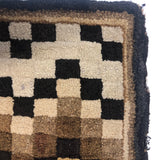 Fabulous Old Checkerboard Folk Art Hooked Rug, 29 x 48 Inches