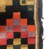 Fabulous Old Checkerboard Folk Art Hooked Rug, 29 x 48 Inches