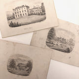 Miniature 19th Century Graphite Studies of Three British Estates by E.T. Billhouse