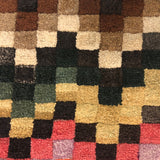 Fabulous Old Checkerboard Folk Art Hooked Rug, 29 x 48 Inches