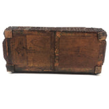 Antique Tramp Art Box with Decoupaged Ships, Some Loss