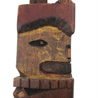 Fantastic Large (21" Tall) 1930s Boy Scout Carved Polychrome Totem Pole