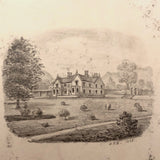 Miniature 19th Century Graphite Studies of Three British Estates by E.T. Billhouse