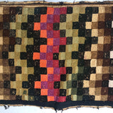 Fabulous Old Checkerboard Folk Art Hooked Rug, 29 x 48 Inches
